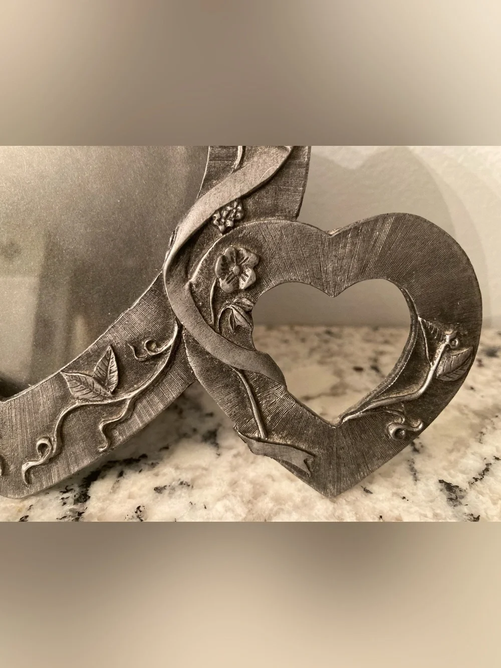Vintage Metzke 1985 Triple Photo Pewter Photo Frame
